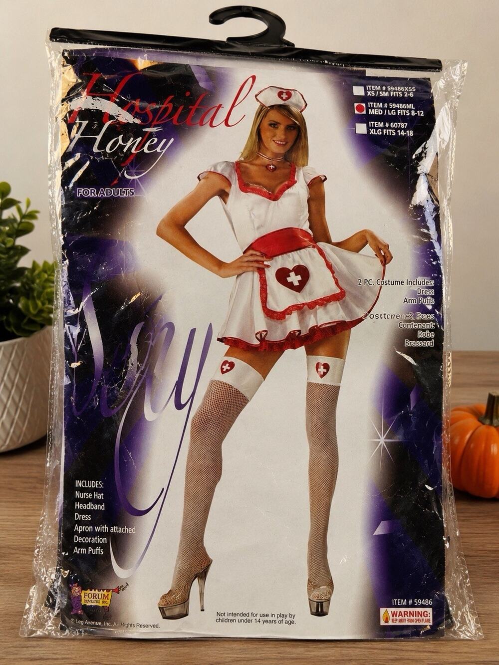 Hospital Honey Nurse Costume Womens Med/Lg Halloween Costume Pre-Owned